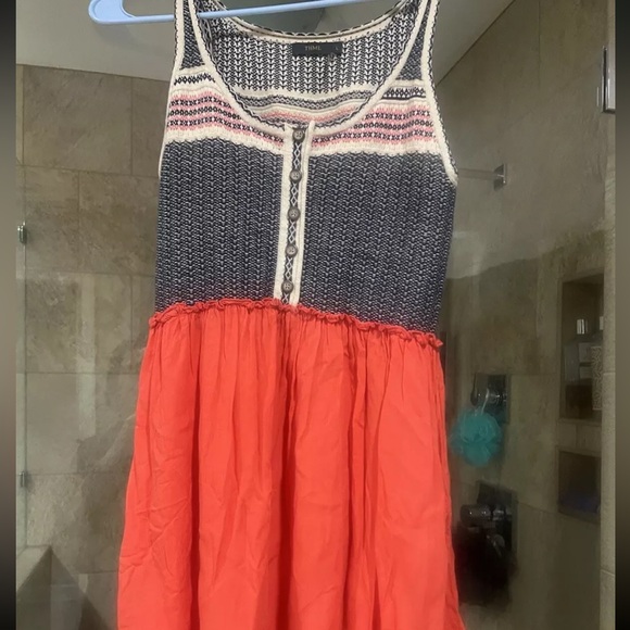 THML - Anthropologie Mini Dress Navy and Orange size Large - Picture 2 of 2
